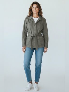 Old Navy Tie Waist Utility Jacket Gray Size XL